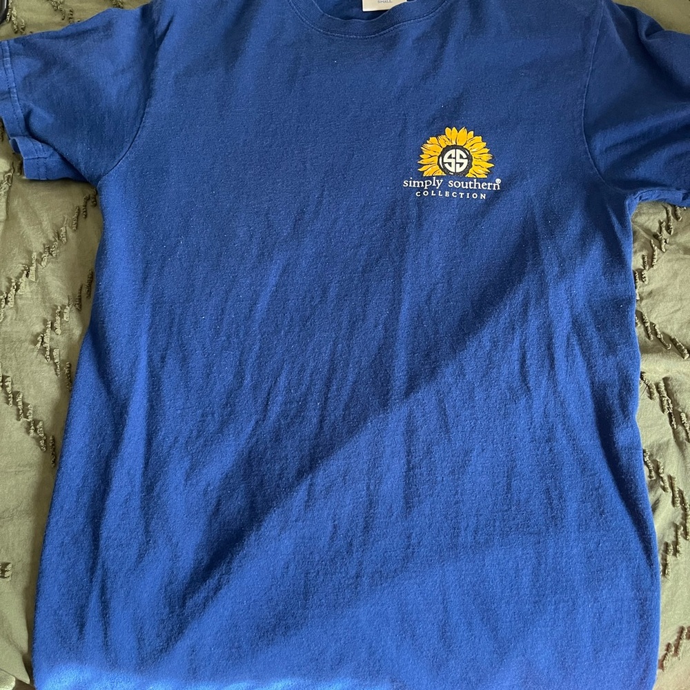 Simply Southern Blue Tee with Sunflower Accent